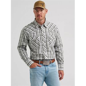 Wrangler L/S Snap Olive Strip Shirt Xxl