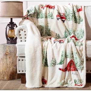 Barn & Truck Plush Throw