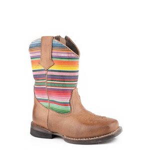 Bottes de cowboy pour enfant en cuir tanné poli
