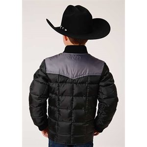Boys Quilted Black Roper Jacket