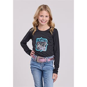 T-shirt noir manches longues Roper pour fille