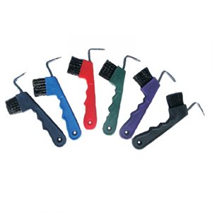 Plastic Hoofpick With Brush Red