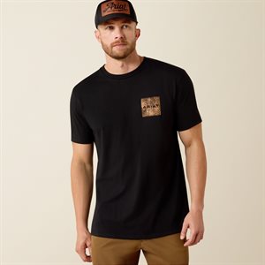 Ariat Men T Shirt Black With Leather Patch