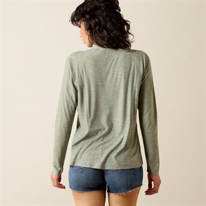 Ladies 1/4 Zip L/S Heather Laguna Ariat