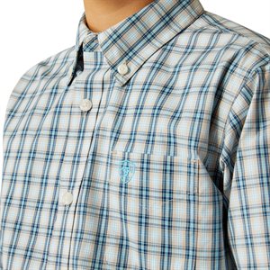 Boys Pro Shelton Khaki L/S Ariat Shirt