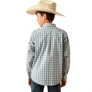 Boys Pro Shelton Khaki L/S Ariat Shirt