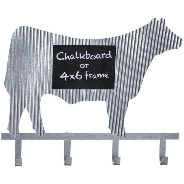 Metal Steer Chalkboard Sign with Hooks