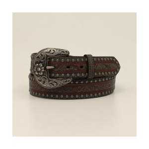 Belt 1 1/2 Emb Oval Stud Brown