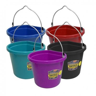 Flat Back Plastic Bucket – 20 qt – Black