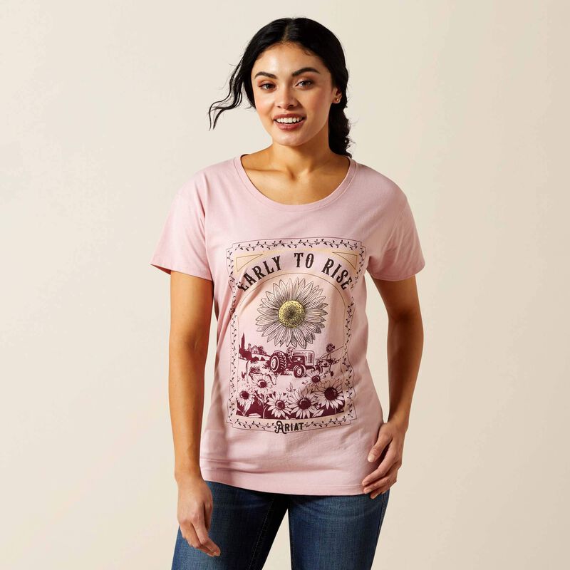DUSTY PINK WMS Ariat Early to Rise T-Shirt- L