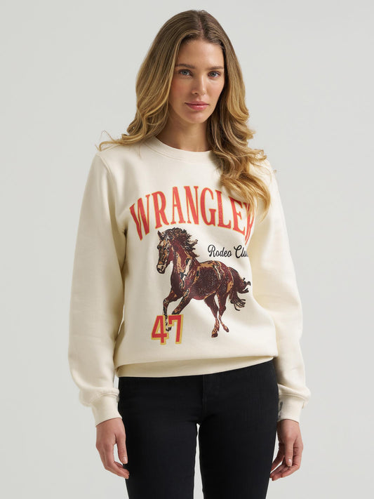 Wrangler women crewneck white Rodeo club