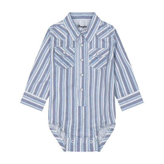 Wrangler bodysuit stripe blue and white
