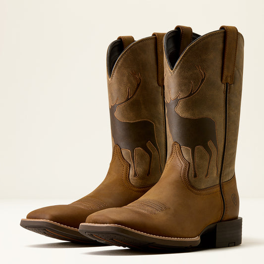 Men sport trail cam wide square toe boots brown