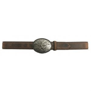 Mens Brown Longhorn Buckle Belt