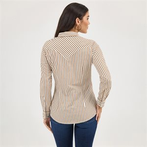 Ladies L/S Brown Stripe Wrangler