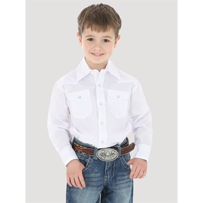 Boys Wrangler Long Sleeve White Shirt