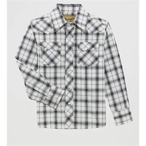 Boys L/S White/Black Wrangler Shirt