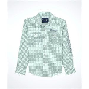 Wrangler Boys Logo Long Sleeve Shirt White/Teal