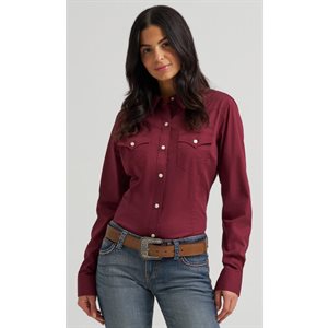 Ladies L/S Button Wine Wrangler Shirt