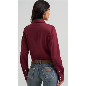 Ladies L/S Button Wine Wrangler Shirt
