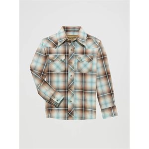 Boy'S Wrangler Retro Western Snap Plaid Shirt