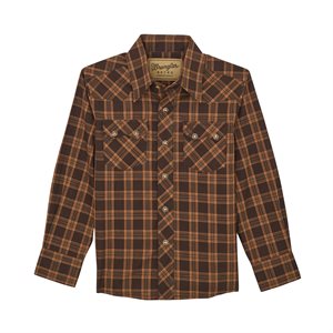 Boy'S Wrangler Retro Western Snap Plaid Shirt