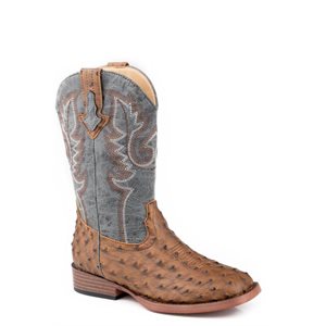 Brown Ostrich Toddler Boot Roper