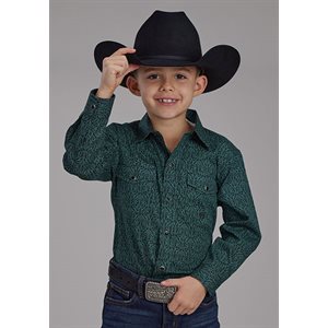 Boys L/S Vintage Paisley green Roper Shirt
