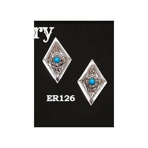 Earrings Diam Shape Silver/Turq
