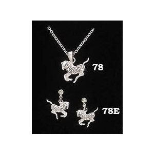 Parure Collier et Boucles d'Oreilles Cheval et Cristal