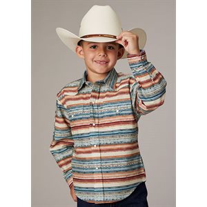 Boys L/S White Aztec Print Shirt