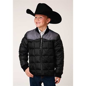 Boys Quilted Black Roper Jacket