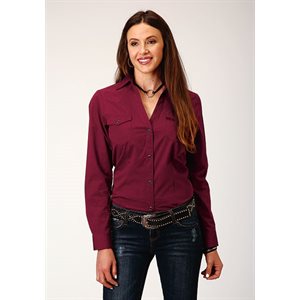 Ladies L/S Wine Roper Snap Shirt