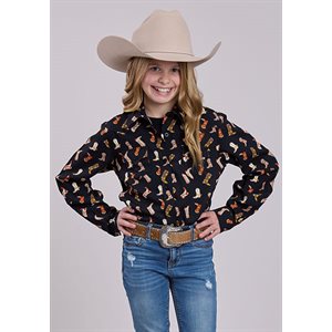 Girls L/S Boot Print Roper Shirt