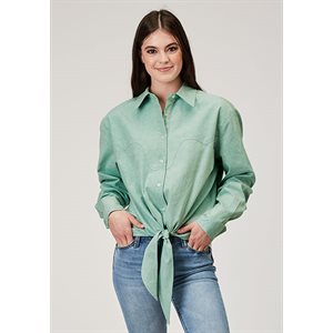 Ladies L/S Denim Mint Retro Roper Shirt