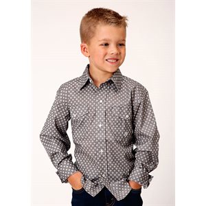Boys L/S Diamond grey Roper Shirt