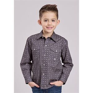 Boys L/S Plum Foulard Roper Shirt
