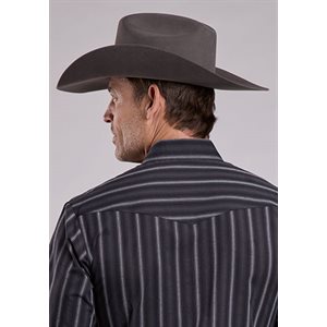 Mens Black/grey Stripe Roper Shirt