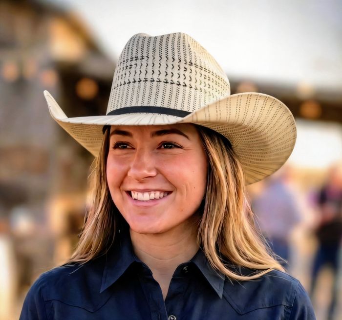 Hidalgo Black & Natural Straw Hat - Oakley 6-3/4