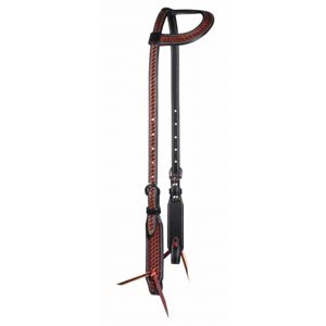 Headstall Basket Weav Single Ear Chestnut Black