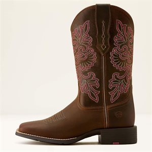 Bottes Ariat Bout Carré Pour Ladies Round Up Broderie Rose