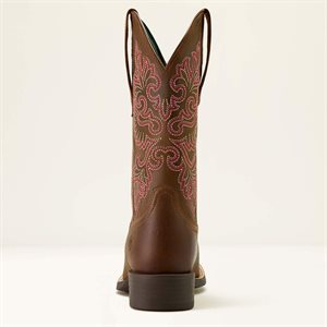 Bottes Ariat Bout Carré Pour Ladies Round Up Broderie Rose