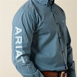 Mens L/S Geo Print Navy Ariat Shirt