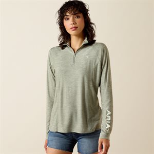 Ladies 1/4 Zip L/S Heather Laguna Ariat