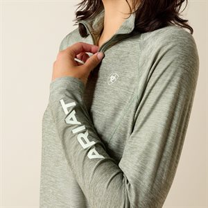 Ladies 1/4 Zip L/S Heather Laguna Ariat