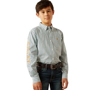 Boys L/S Franklin Blue/Brown Ariat Shirt