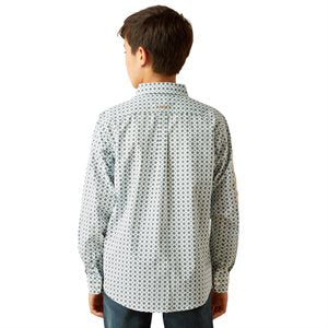Boys L/S Franklin Blue/Brown Ariat Shirt