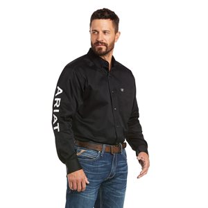 Men Ariat logo black twill shirt
