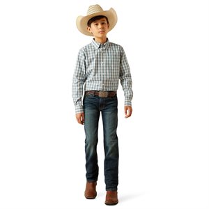 Boys Pro Shelton Khaki L/S Ariat Shirt