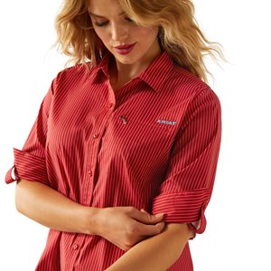 Chemise Ariat à manches longues et rayures rouges pour femme